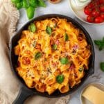 One Pot Creamy Vegan Pappardelle Pasta with Cherry Tomatoes and Spinach Recipe