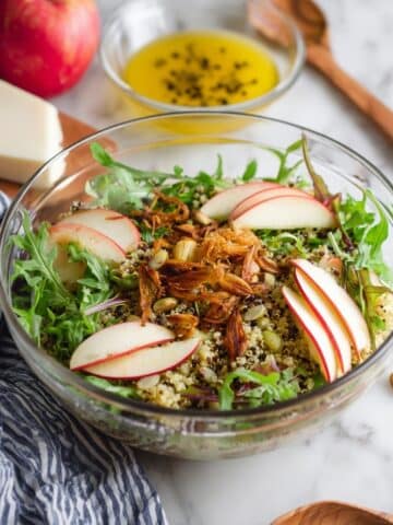 Honey Mustard Quinoa Apple Salad with Crispy Shallots Recipe