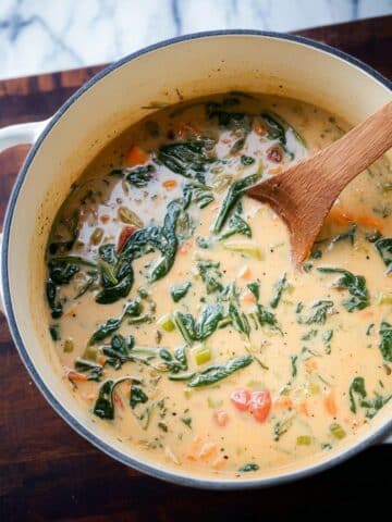 Vegan French Lentil Soup with Cashew Cream and Greens Recipe
