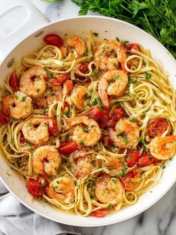 Garlic Butter Shrimp Pasta with Tomatoes Recipe