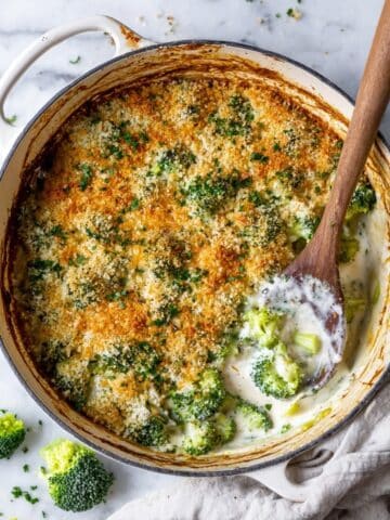 Cheesy Broccoli Casserole with Crispy Parmesan Panko Topping Recipe