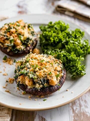 Stuffed Portobello Mushrooms with Spinach, Cannellini Beans, and Goat Cheese Recipe