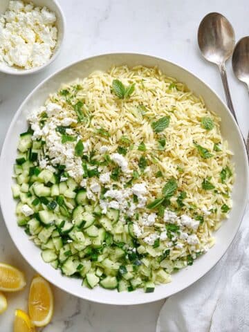Lemonny Orzo Pasta Salad with Cucumber and Feta Recipe