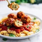 Vegan Zucchini 'Meatballs' with Marinara and Whole Grain Pasta Recipe
