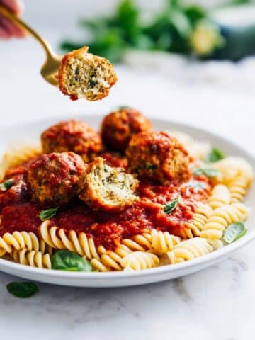 Vegan Zucchini 'Meatballs' with Marinara and Whole Grain Pasta Recipe