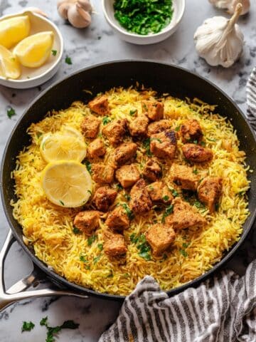 Chicken Shawarma Rice with White Sauce Recipe