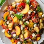 Panzanella Salad with Fresh Tomatoes, Peaches, and Burrata Recipe