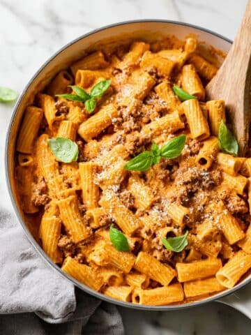 Cottage Cheese Pasta with Lean Ground Turkey and Tomato-Basil Sauce Recipe