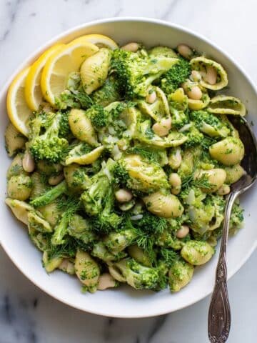 Pesto Pasta with Broccoli and White Beans Recipe