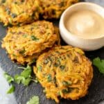 Carrot Fritters with Yogurt-Hummus Dip Recipe