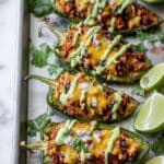 Turkey-Stuffed Poblano Peppers with Avocado Crema Recipe