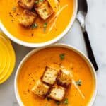 Spicy Pumpkin Soup with Grilled Cheese Croutons Recipe