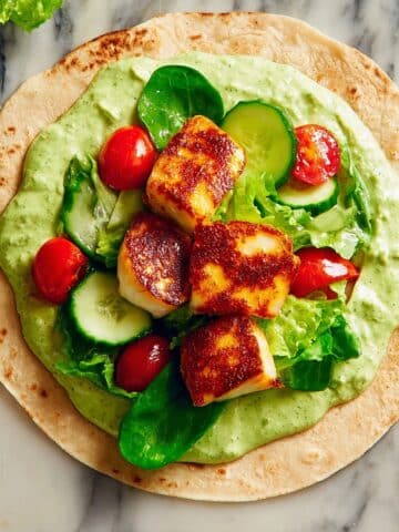 Halloumi Wraps with Hot Honey and Cilantro Yogurt Sauce Recipe
