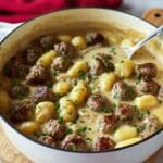 One Pot Creamy Meatballs and Gnocchi Recipe