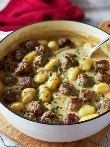 One Pot Creamy Meatballs and Gnocchi Recipe