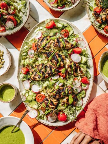 Grilled Green Goddess Chicken Thighs with Summer Salad Recipe