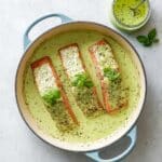 Baked Salmon with Pesto Cream Sauce Recipe