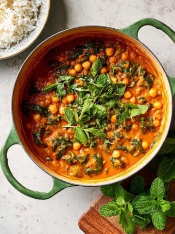 Creamy Chickpea Curry with Coconut Milk, Tahini, and Fresh Herbs Recipe