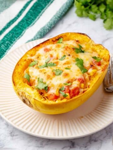 Chicken Enchilada Stuffed Spaghetti Squash Recipe