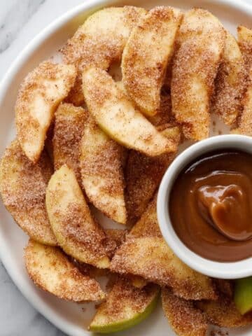 Apple Fries with Cinnamon Sugar and Caramel Dipping Sauce Recipe