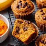Oatmeal Banana Pumpkin Muffins with Chocolate Chips Recipe